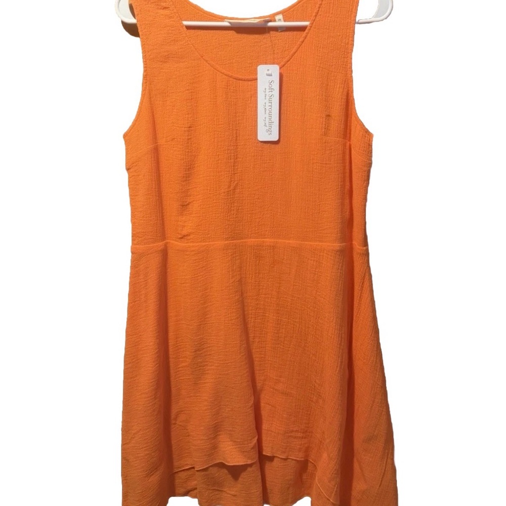 Soft Surroundings Bright Orange Sleeveless Textured Mini Dress